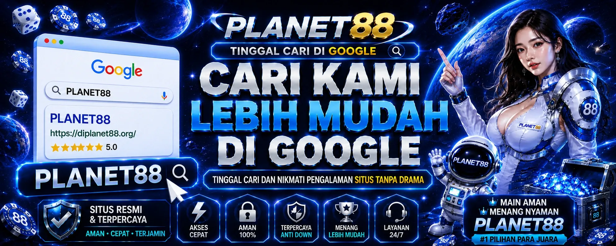 PLANET88, situs resmi yang dapat dicari melalui Google